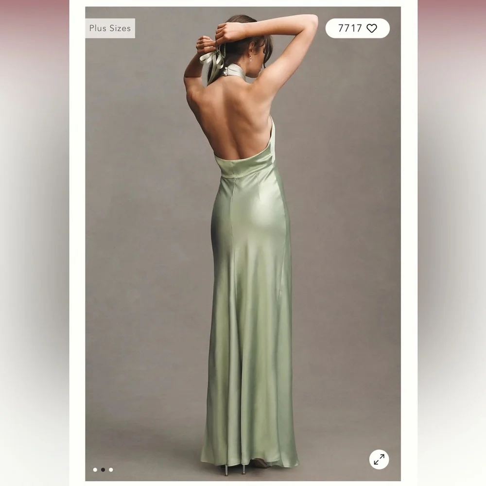 Anthropologie Green Halter Sheath Dress - Picture 2 of 2